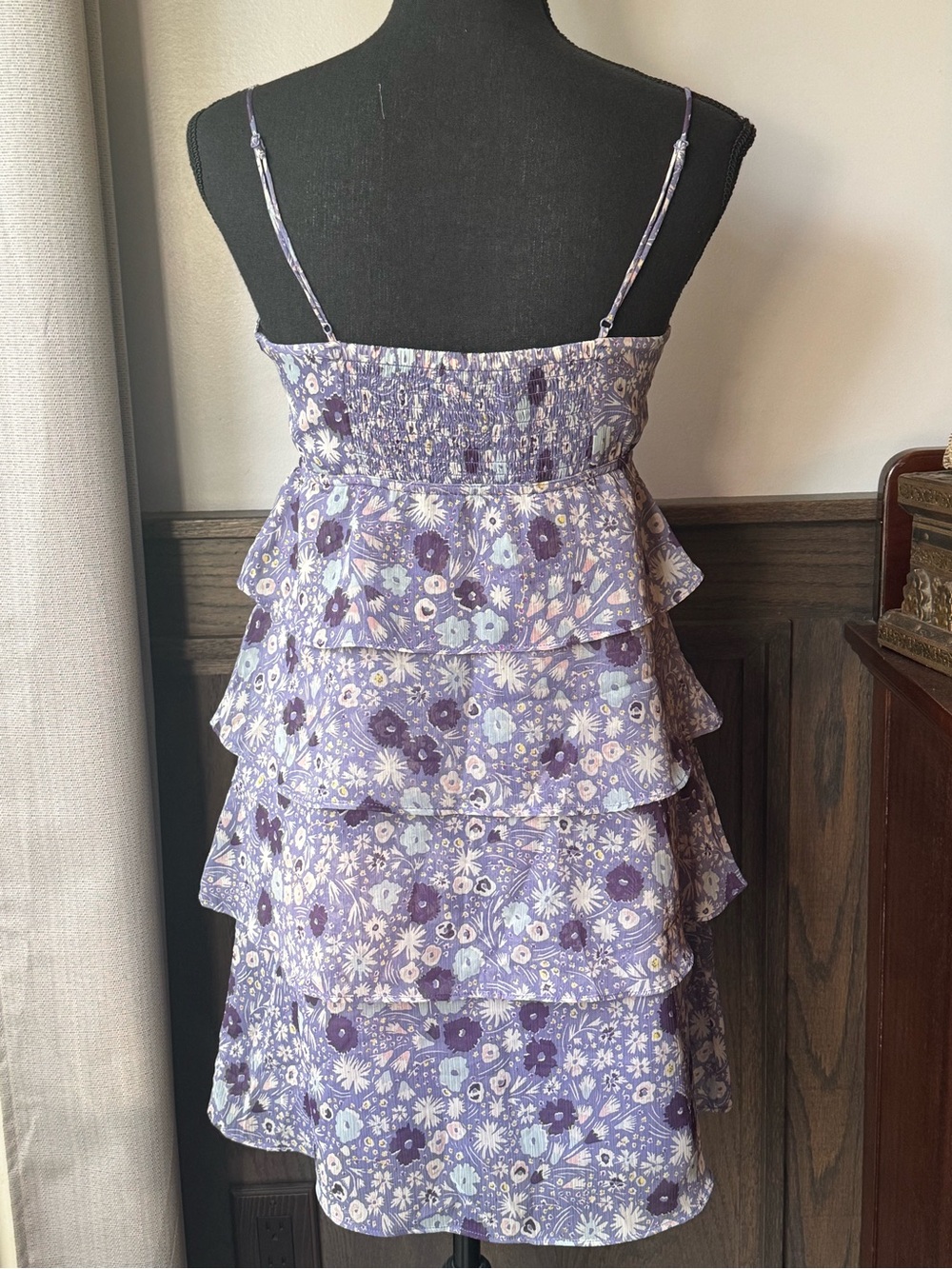 American Eagle Dress 2 Cascade Ruffle Tiered Babydoll Empire Fairy Romantic sz6 - Picture 4 of 7